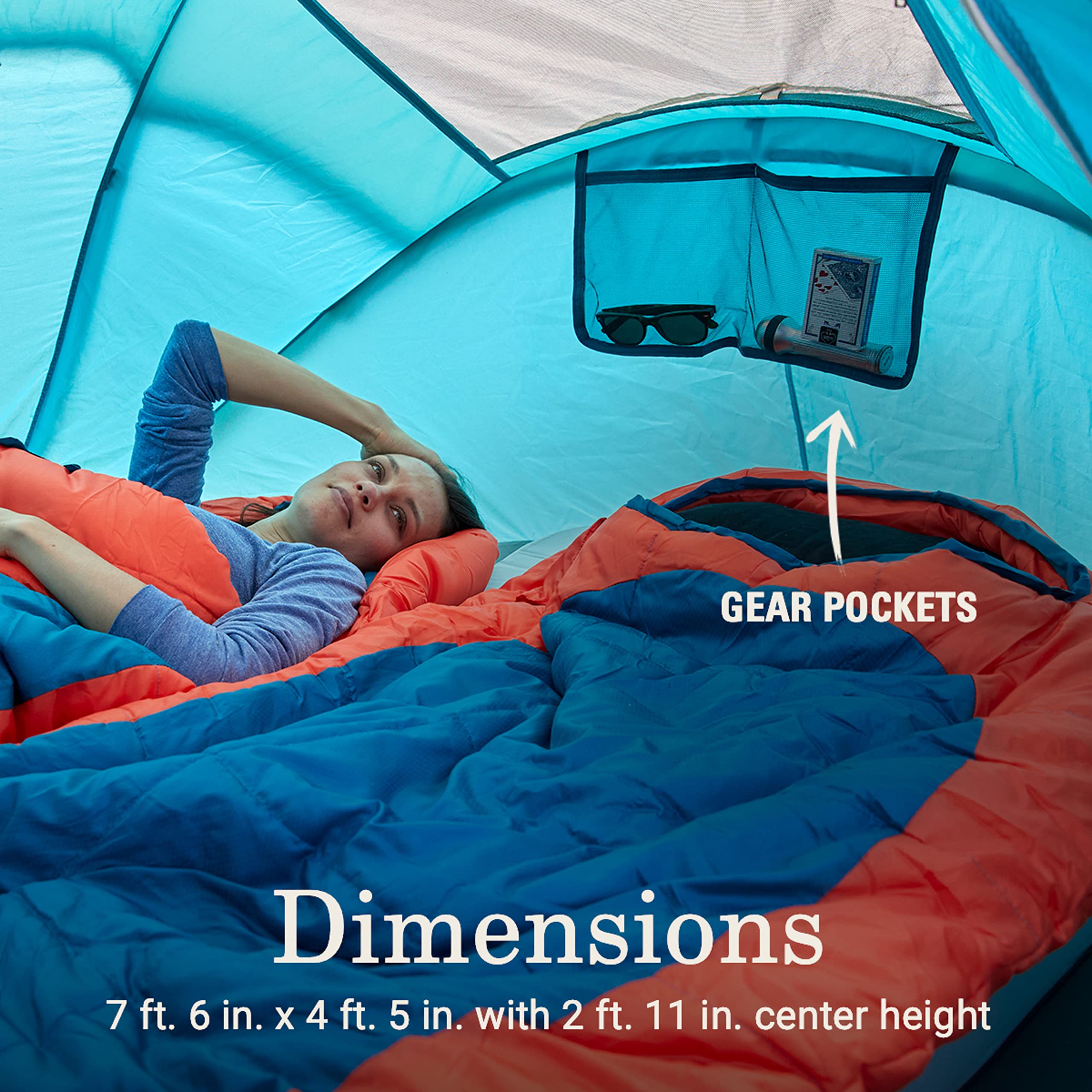 Coleman Pop-Up Tent adjustable rainfly for ventilation and weather protection