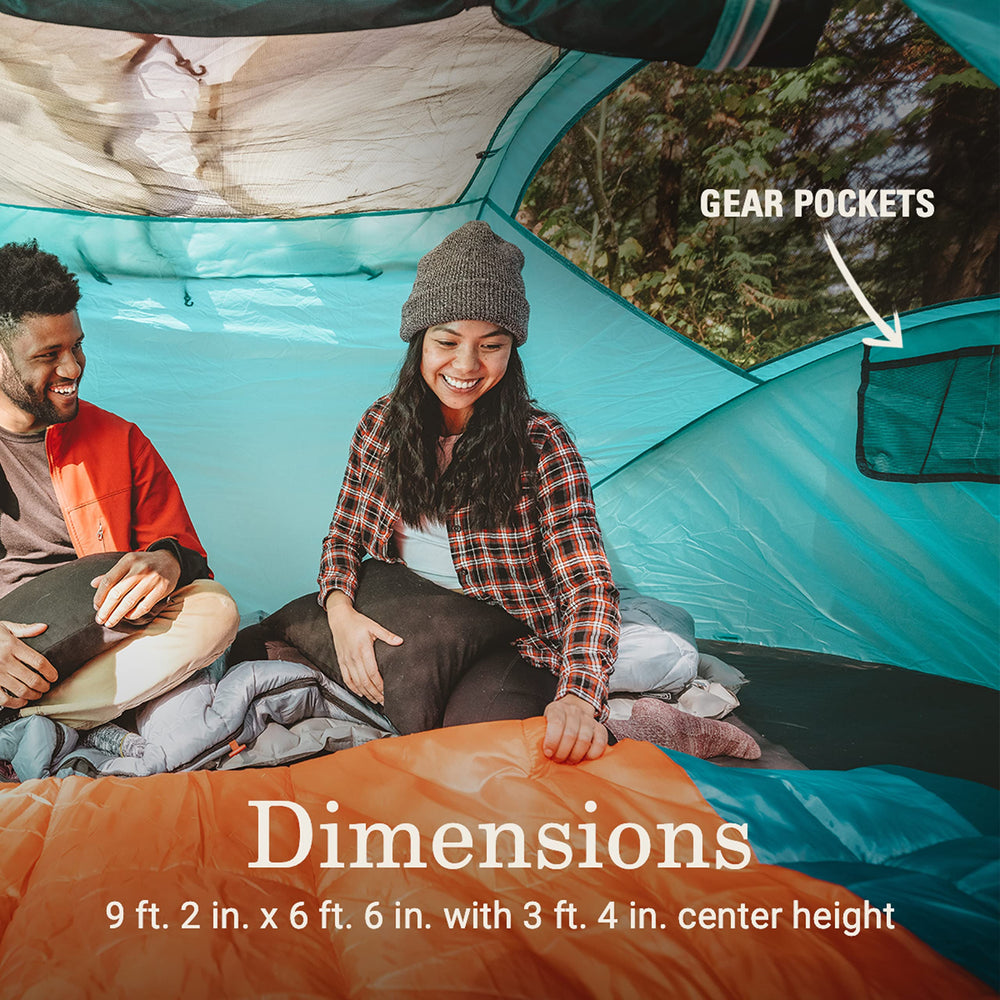 Coleman tent dimensions 9 ft 2 in by 6 ft 6 in with 3 ft 4 in height.