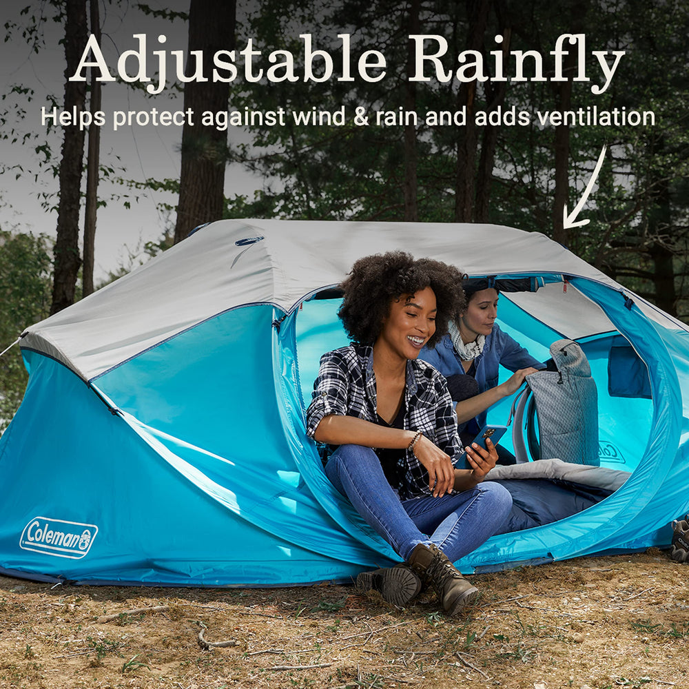 Coleman tent gear pockets keep small items organized during trips.