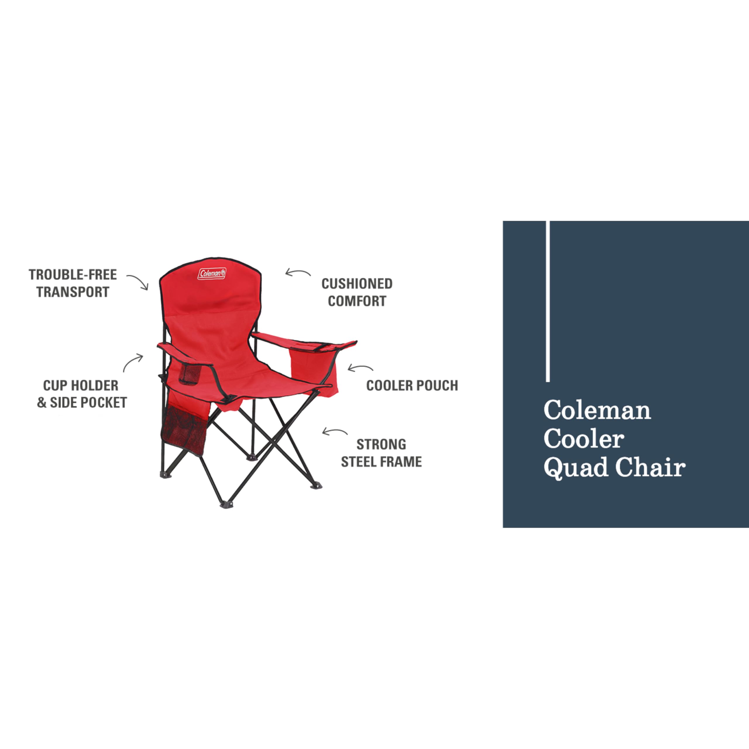 Coleman portable camping chair 325 lb capacity supports sturdy seating.