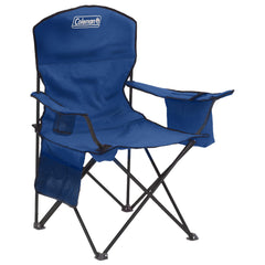 Coleman portable camping chair with 4-can cooler keeps drinks within reach on the campsite.