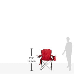 Coleman portable camping chair with oversized seat for relaxed lounging outdoors.
