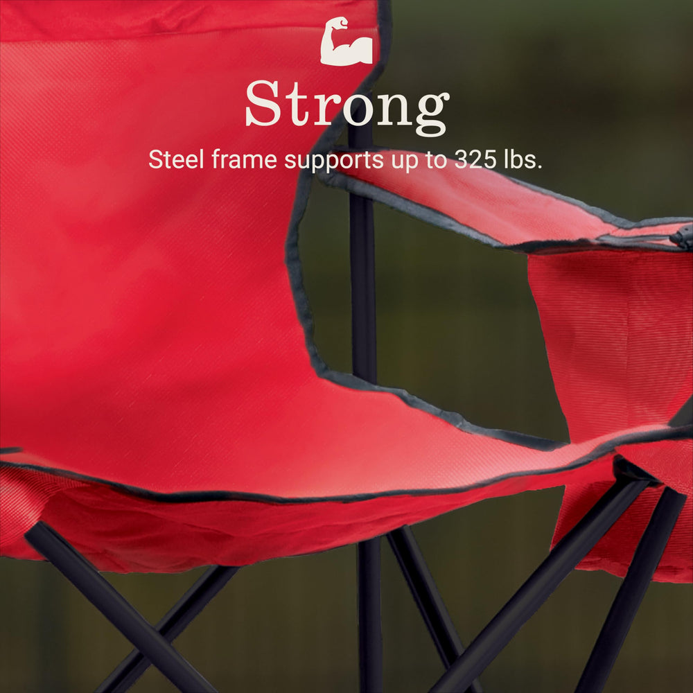 Coleman portable camping chair with side pocket for quick essentials.