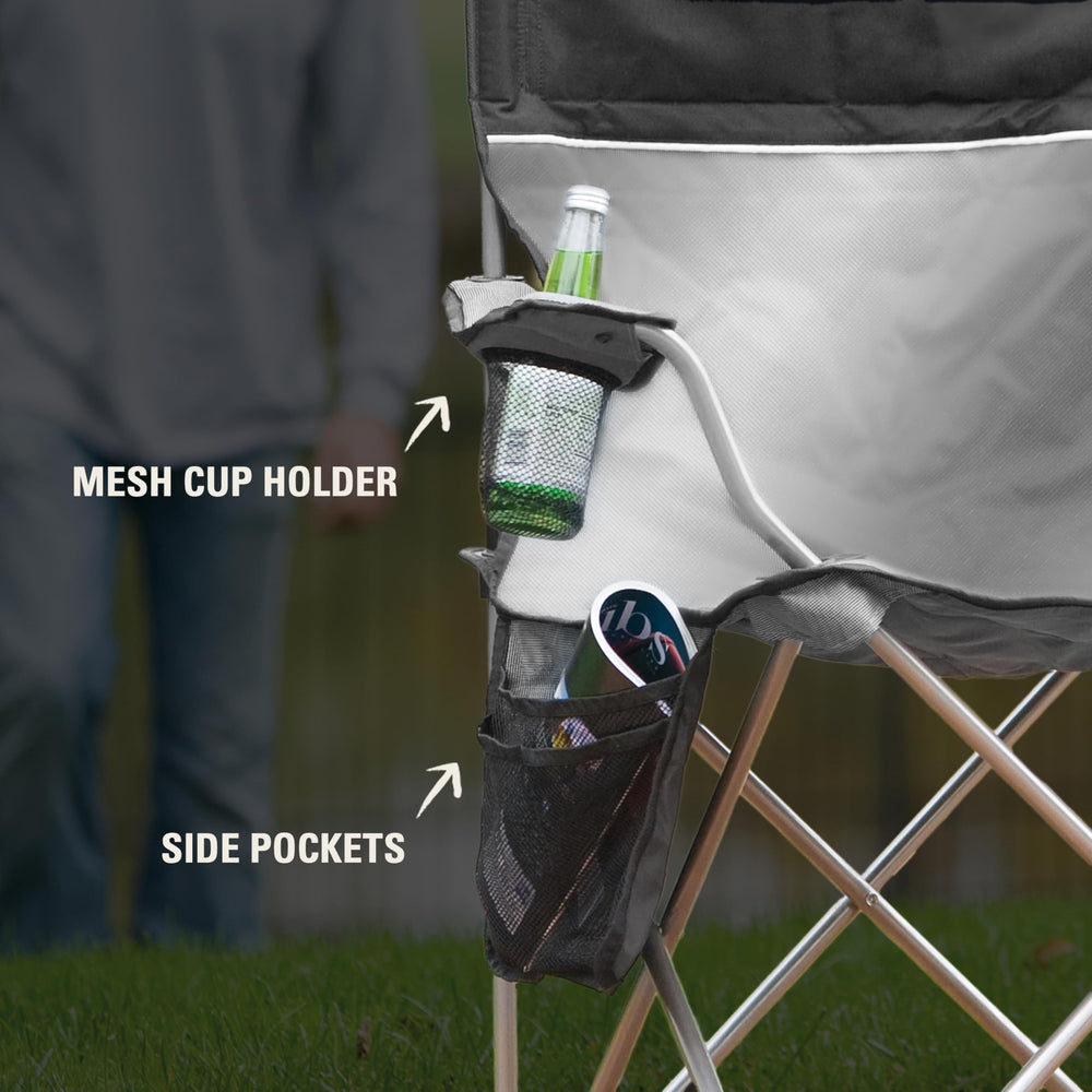 Coleman portable chair cushioned head rest adds extra support for relaxing hours.