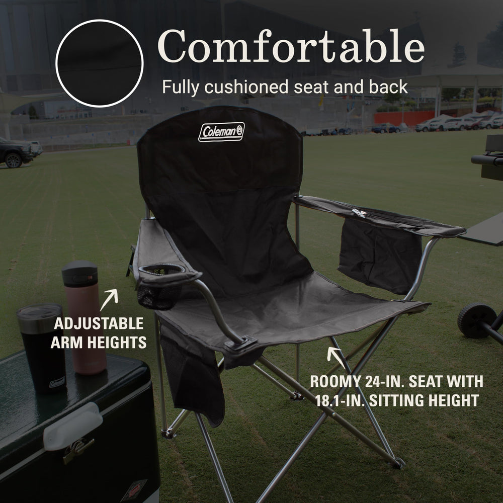 Coleman roomy 24-inch seat gives relaxed seating space.