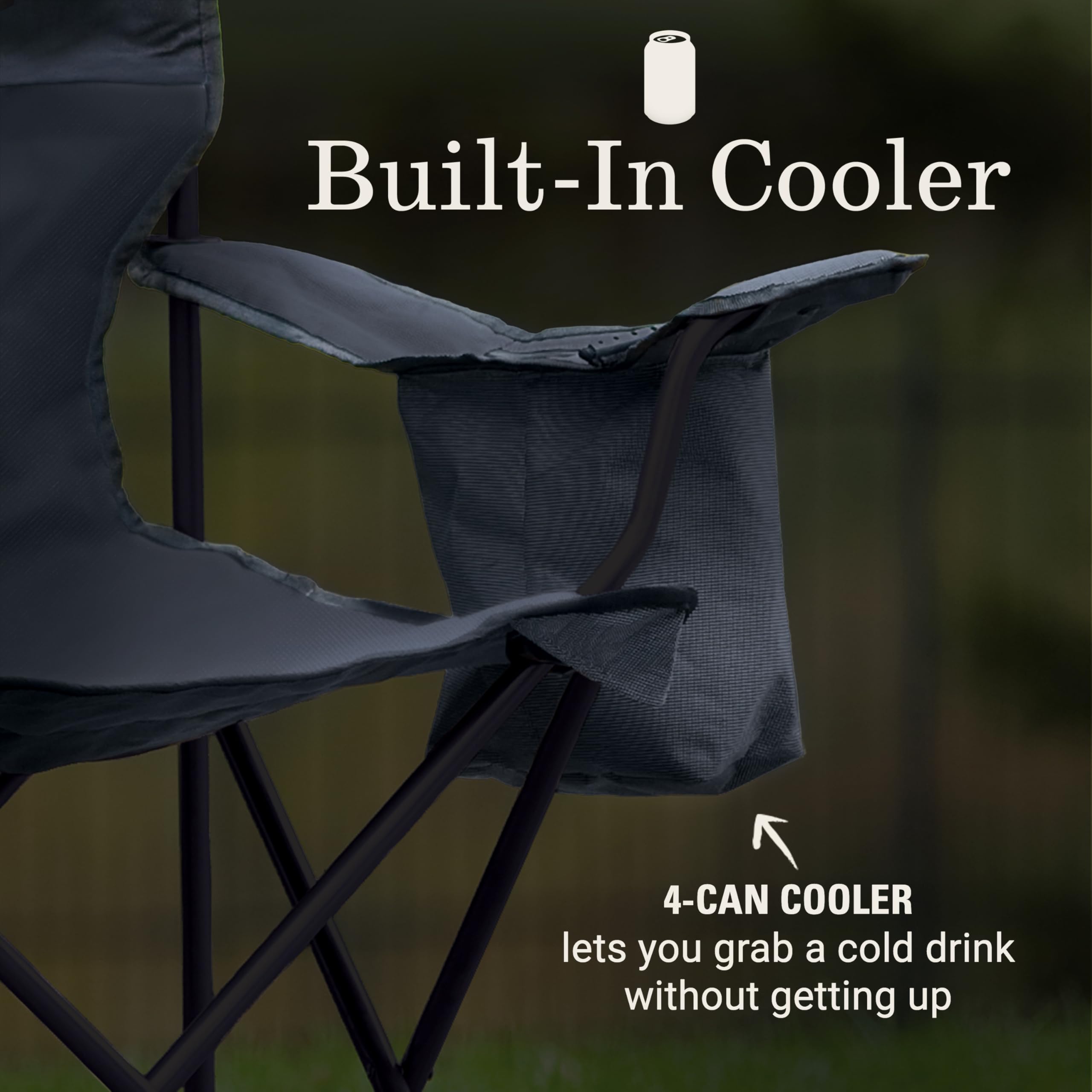 Coleman chair side pockets offer easy storage for essentials.