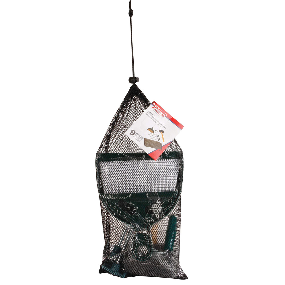 Coleman Premium Tent Kit mesh carry bag stores all components for easy transport.
