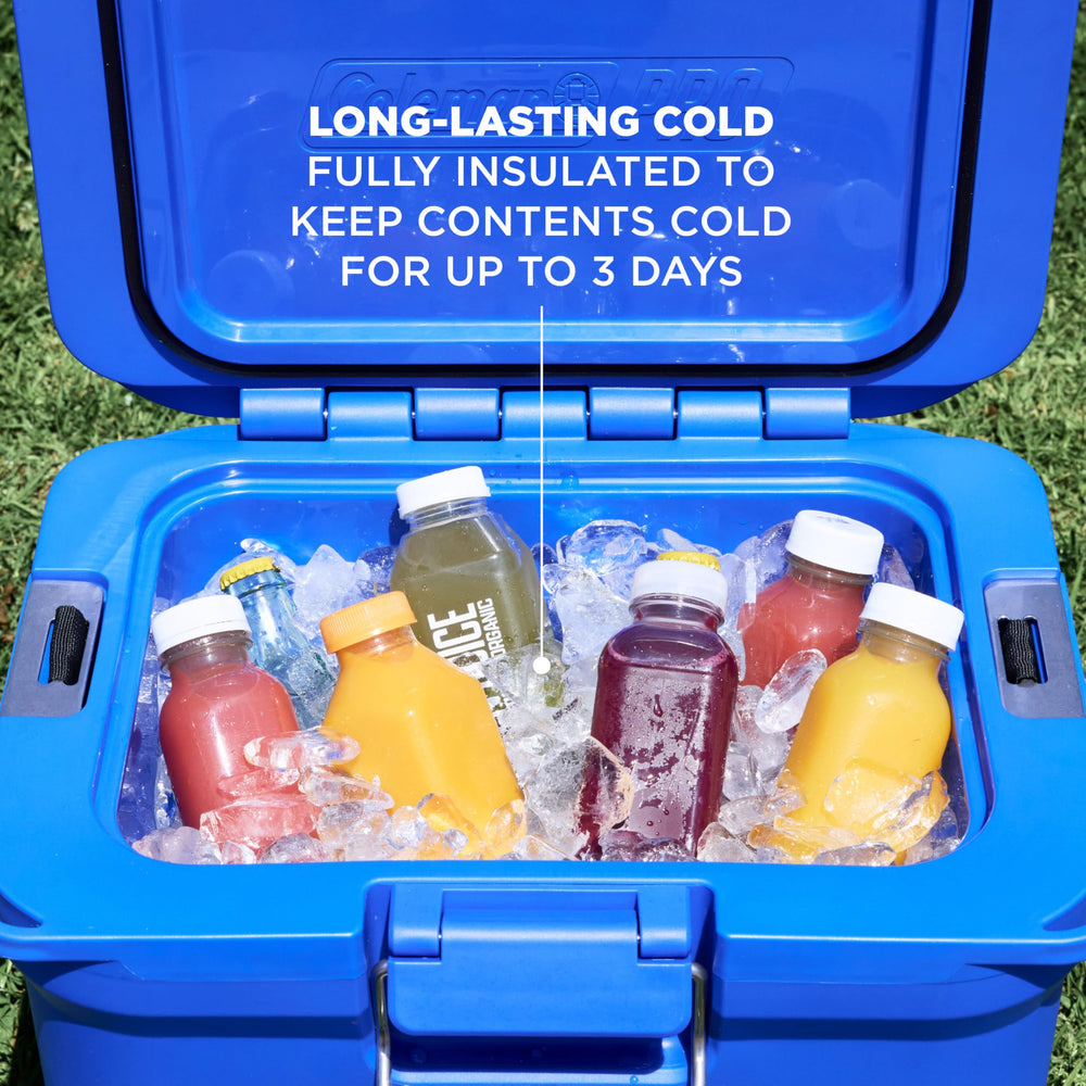 Coleman Pro 25qt stainless-steel latch for one-handed use