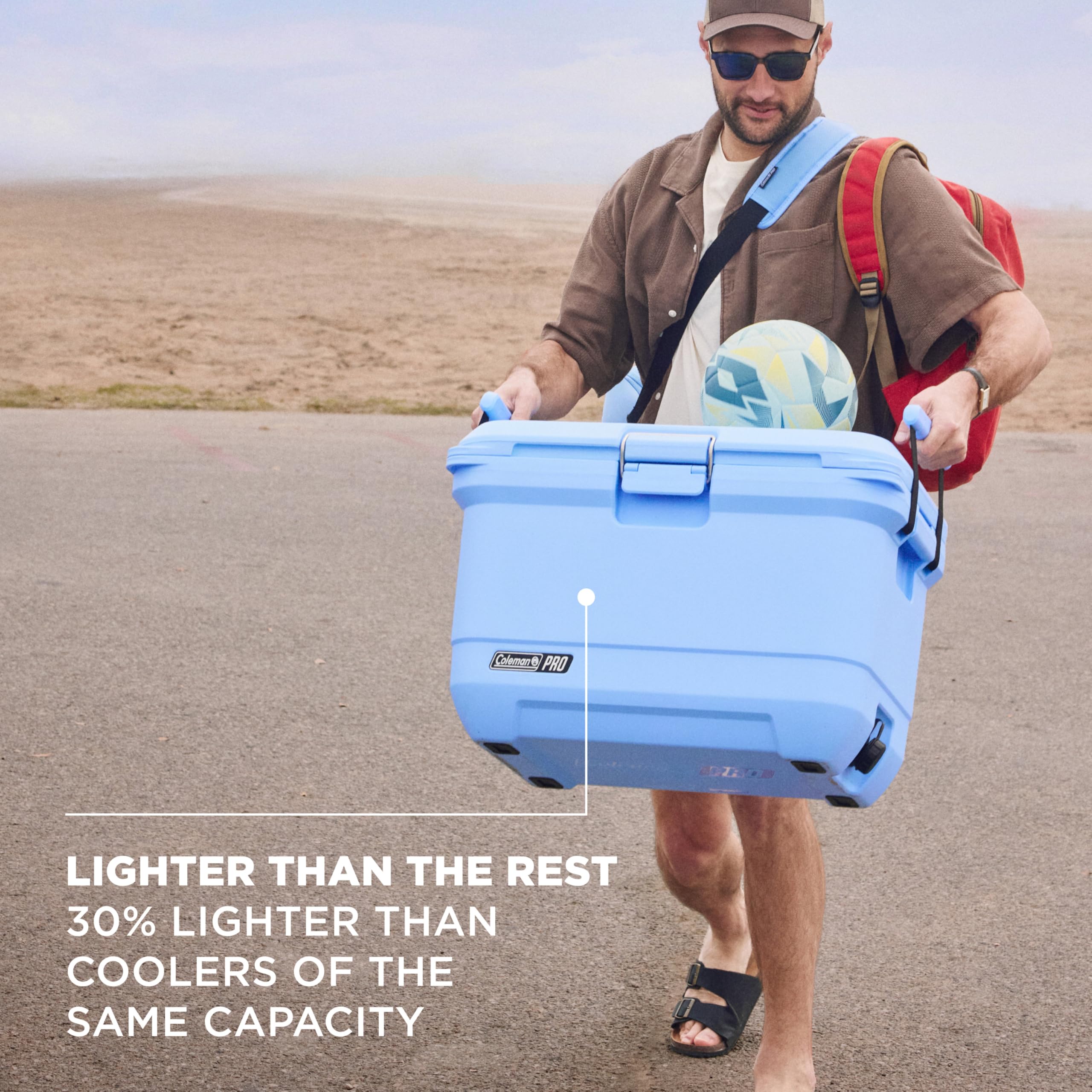 Coleman Pro 45QT heavy-duty handles ease transport on trails.