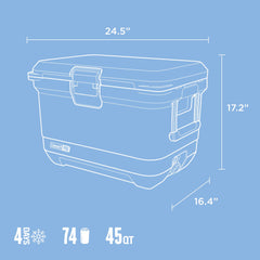 Coleman Pro 45QT insulated body boosts ice retention and durability.