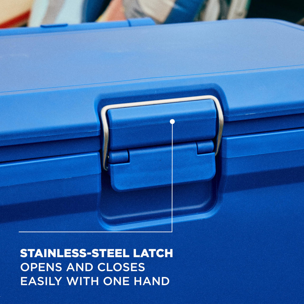 Coleman Pro have-a-seat-lid doubles as extra seating at gatherings.
