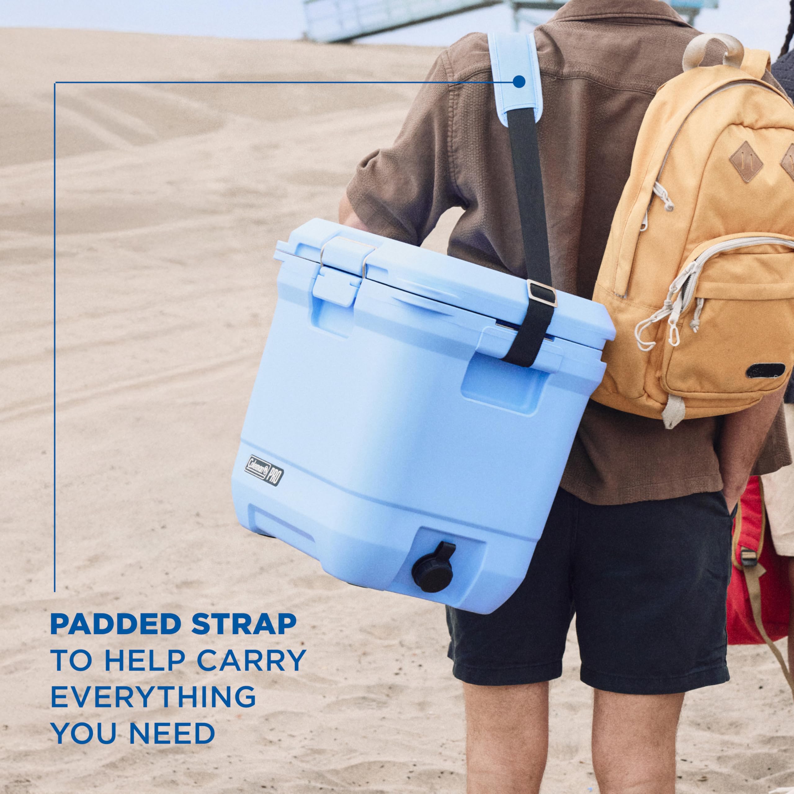 Coleman Pro 25qt cooler Have-A-Seat lid offers extra seating.