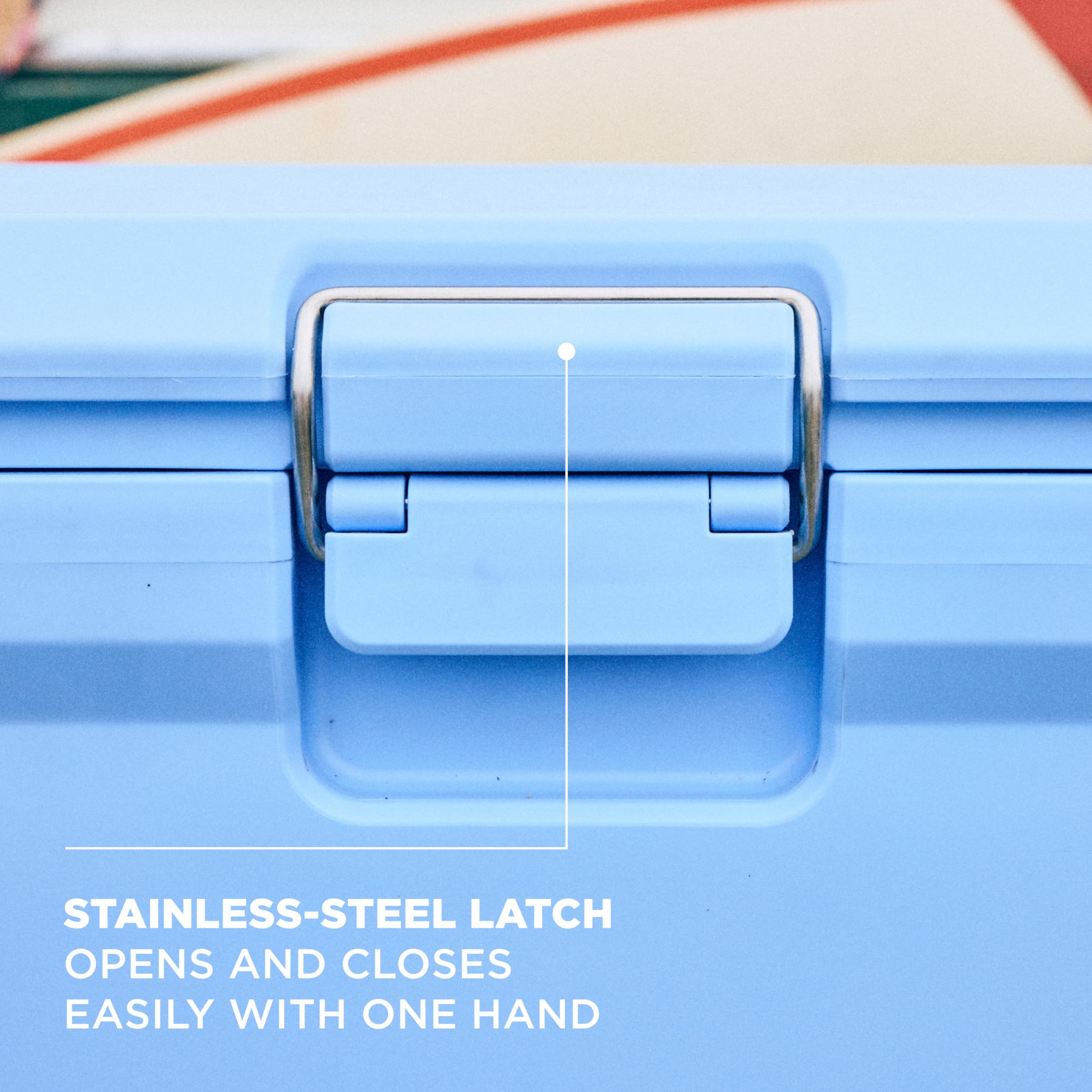 Coleman Pro 25qt cooler non-slip feet stabilize on uneven ground.
