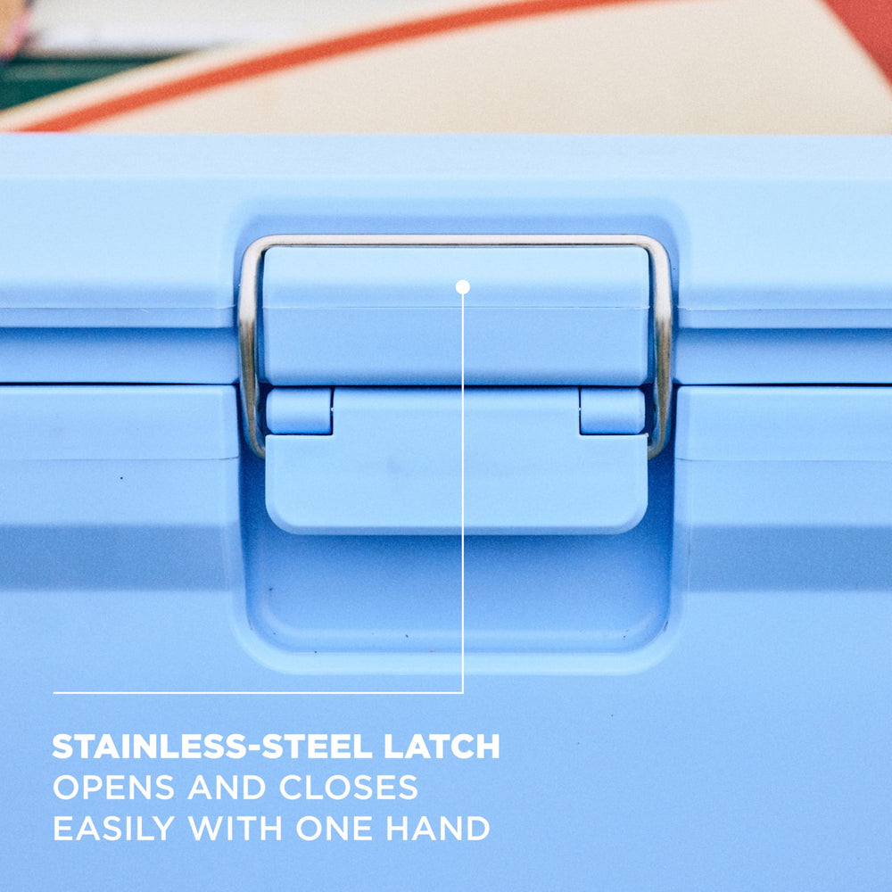 Coleman Pro 25qt cooler non-slip feet stabilize on uneven ground.