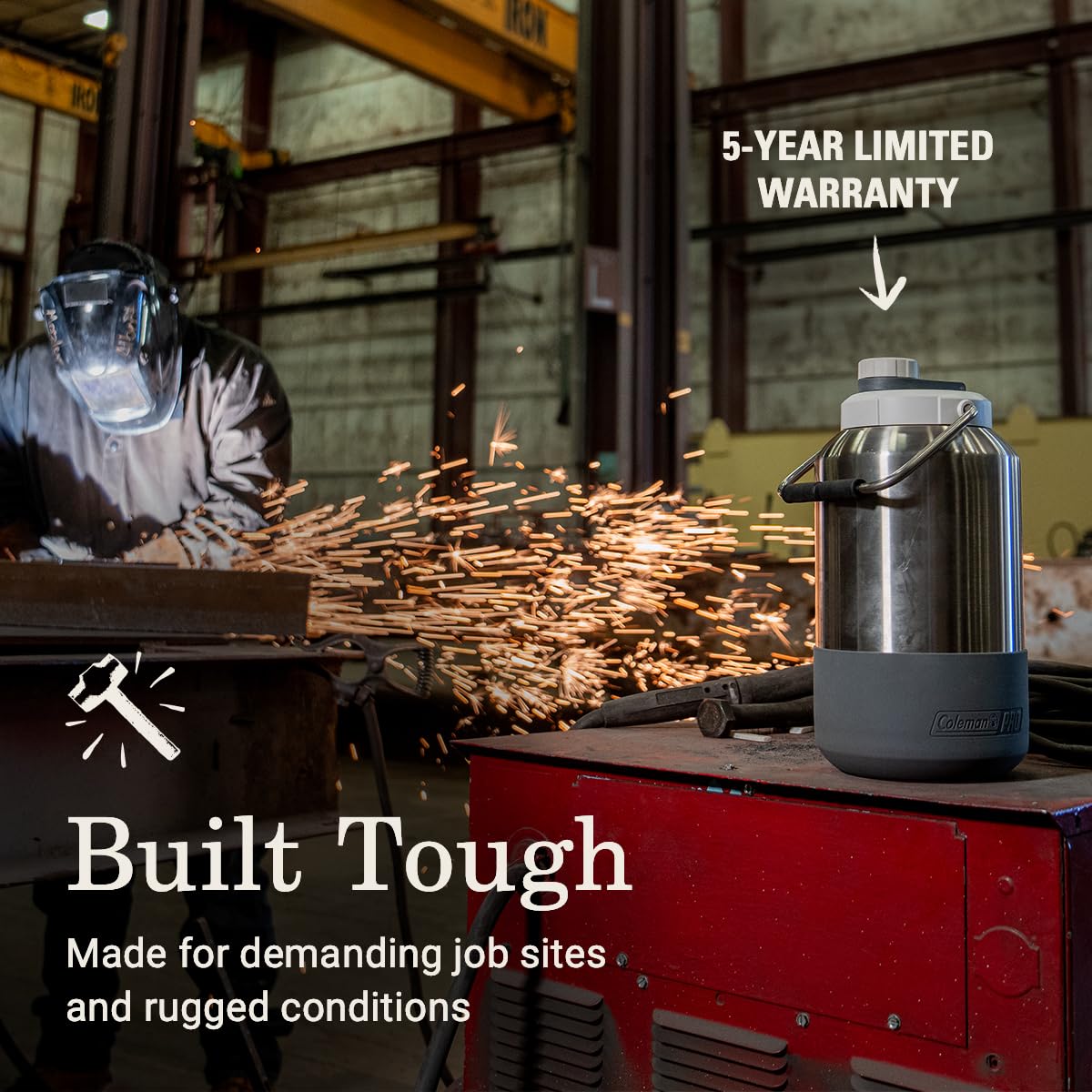 Coleman Pro side handle shown for easy transport on tough jobs.