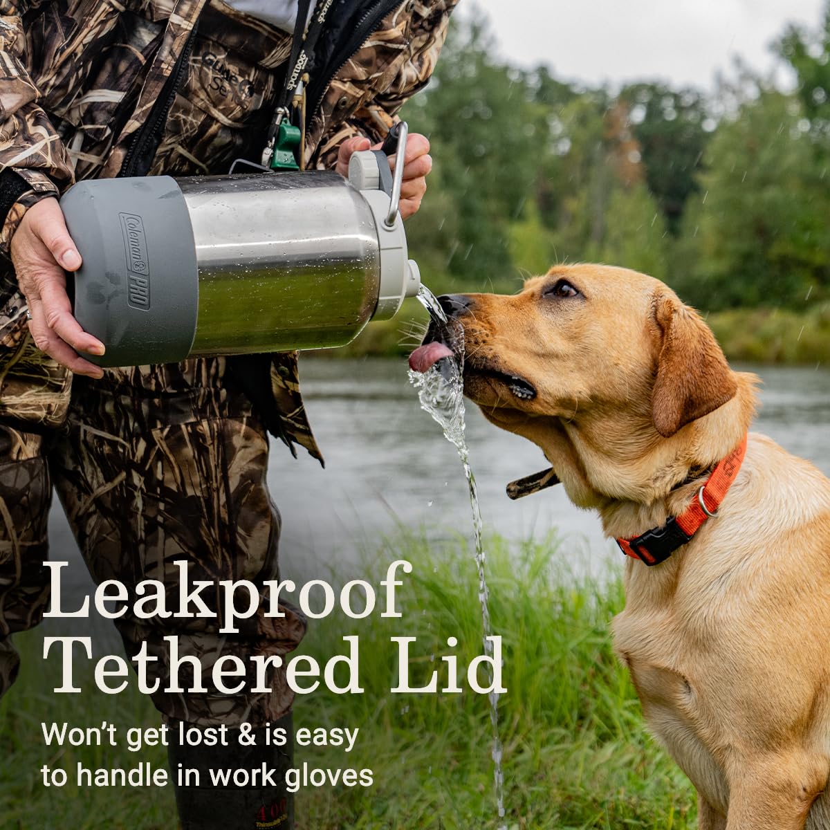 Coleman Pro tethered cap attached to prevent loss during work.