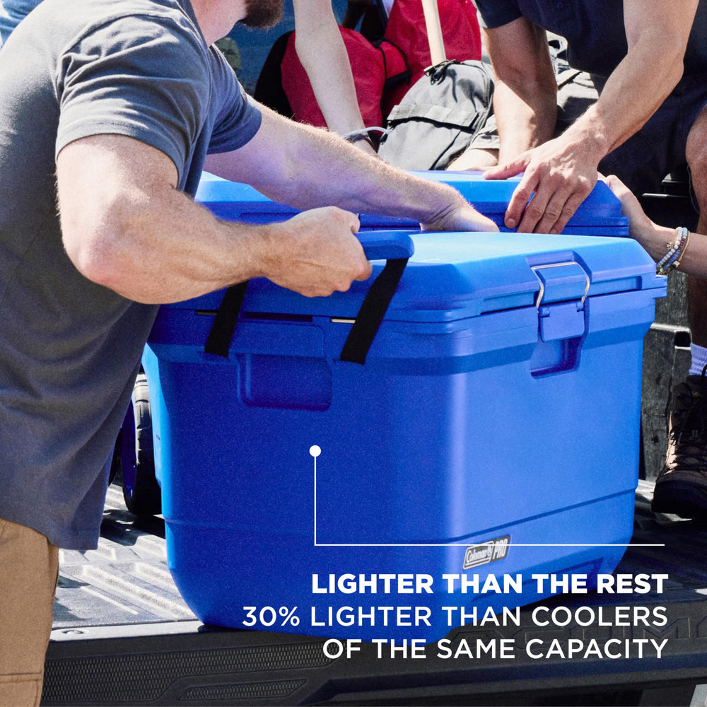 Coleman Pro steel-latch provides one-handed access during outdoor use.
