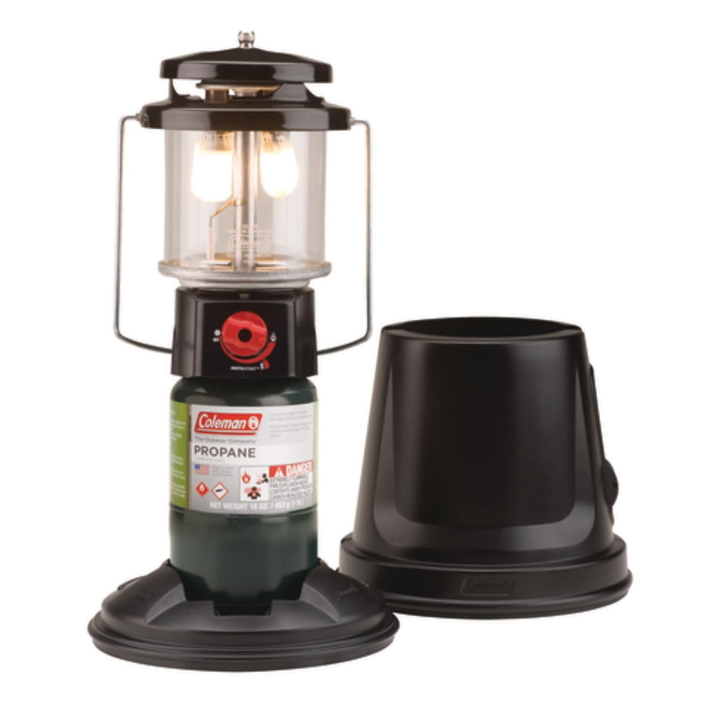 Coleman QuickPack Deluxe+ lantern delivers 1000 lumens for campsite illumination.