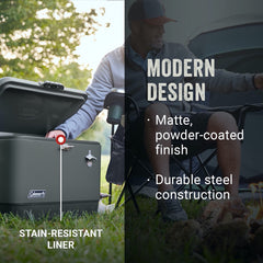 Coleman Reunion cooler keeps ice cold for days, ideal for beach picnics