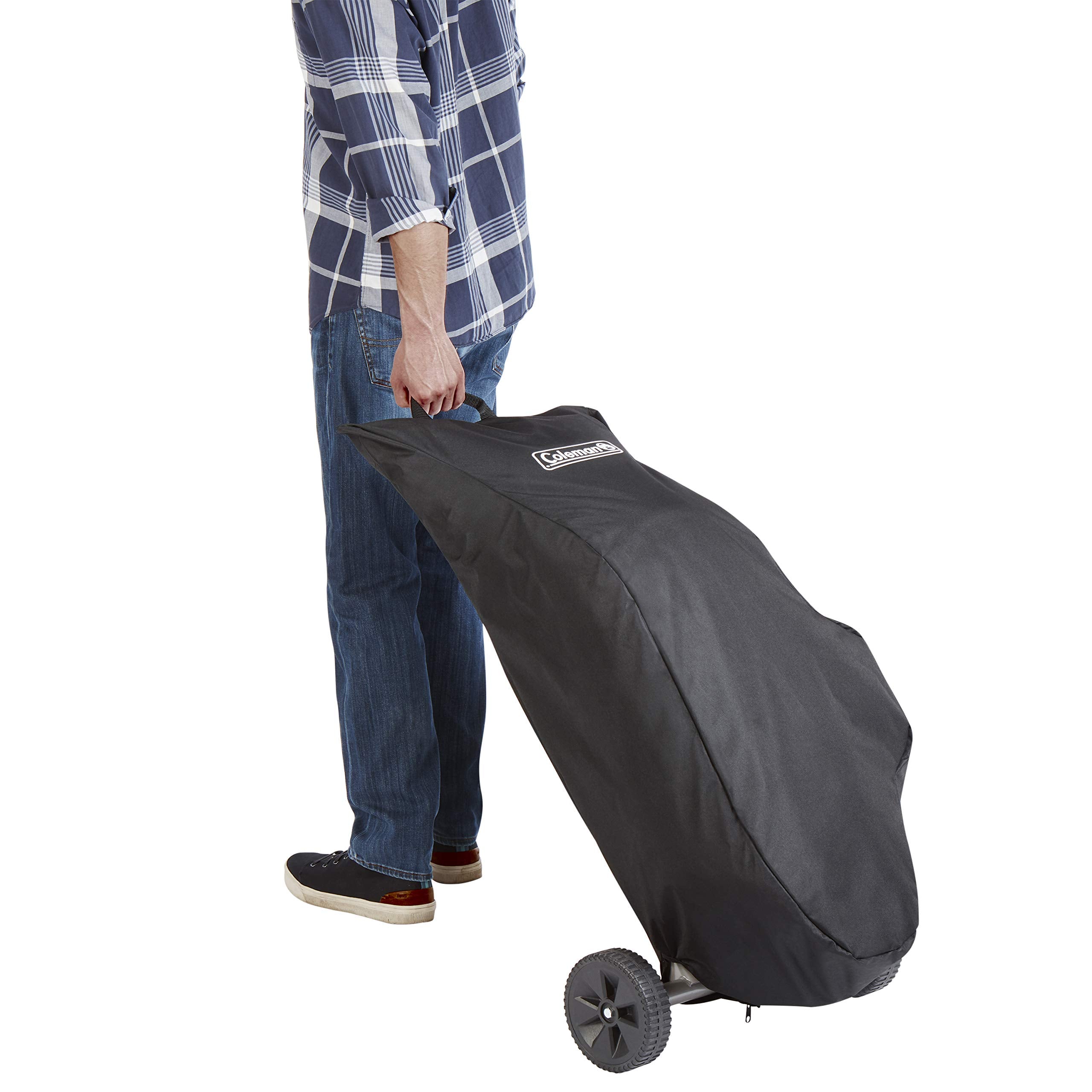 Bottom opening accommodates wheels for easy transport.