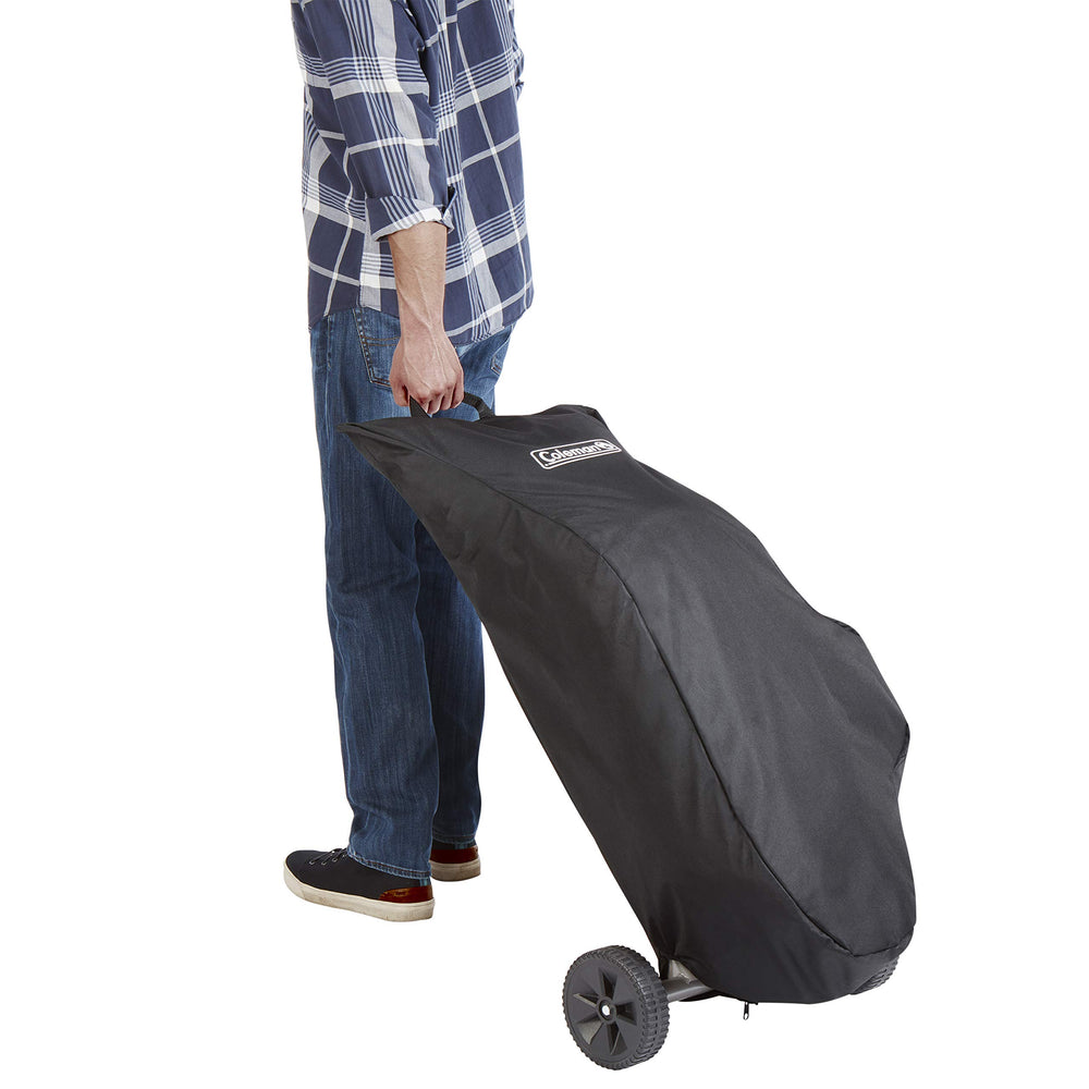 Bottom opening accommodates wheels for easy transport.