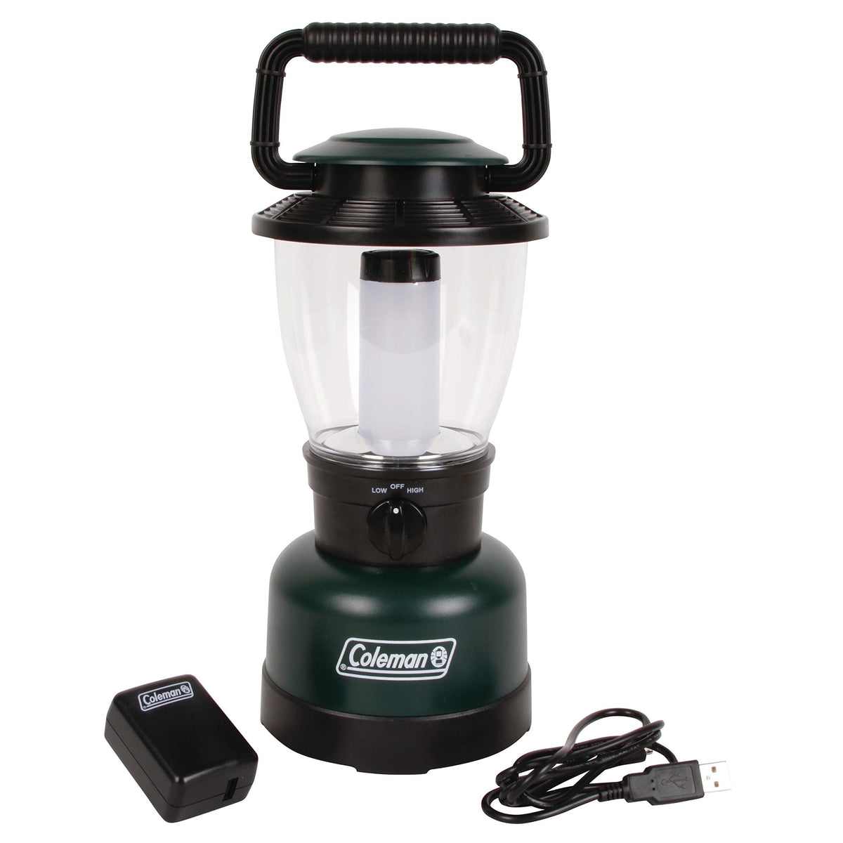 Coleman Rugged Lantern front view, 400 lumens for backyard gatherings