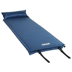 Coleman self-inflating sleeping pad with pillow rolled out for quick setup