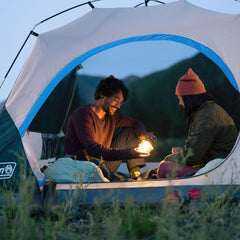 Coleman Skydome full-fly vestibule adds weather protection and extra storage.