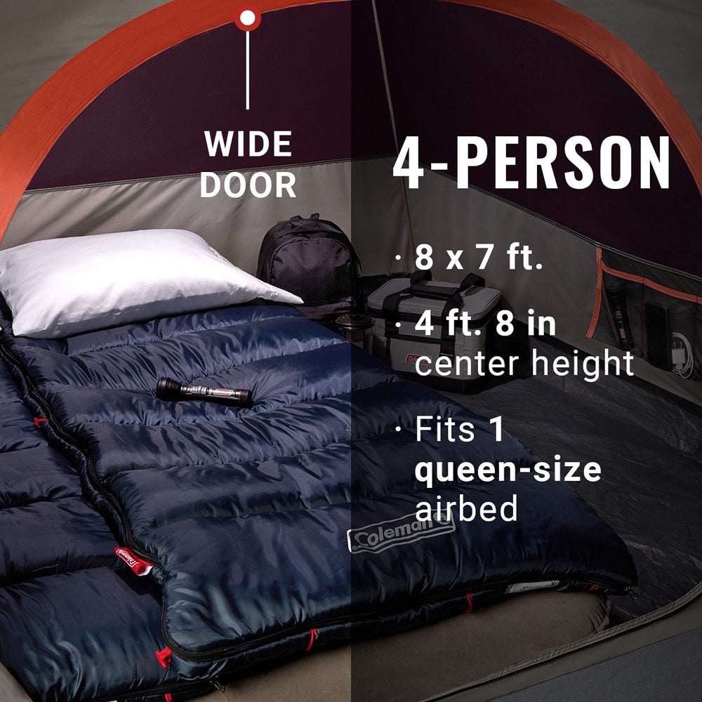 Coleman Skydome wide door enables easy entry and gear movement.