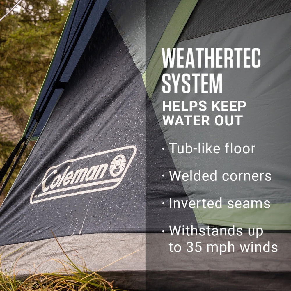 Coleman Skydome wide door eases moving air beds and gear in and out