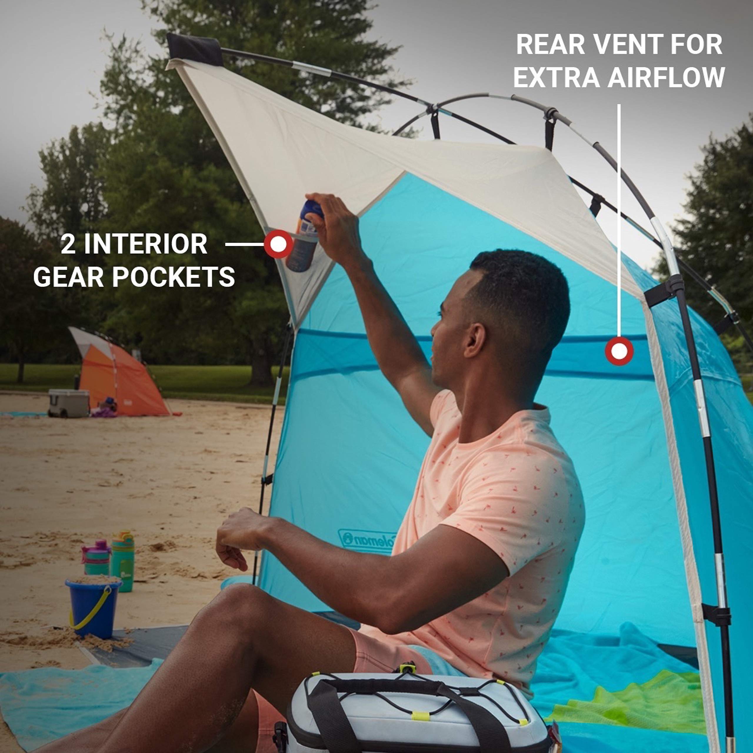 Drawstring carry bag keeps Coleman Skyshade compact and portable.