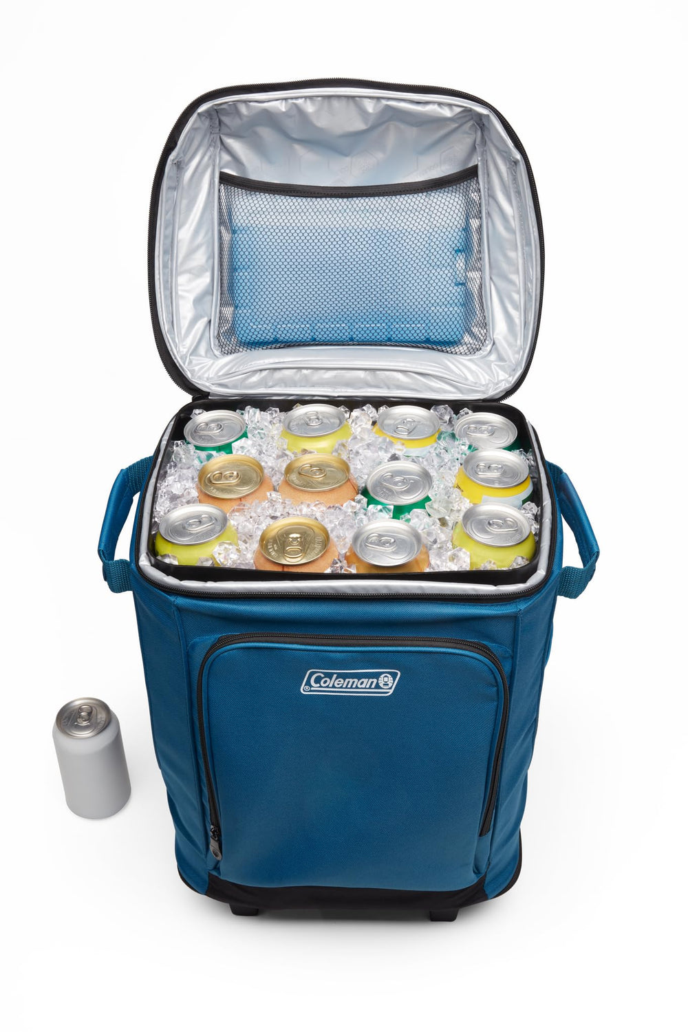 Coleman soft cooler recycled fabric close-up, eco-friendly exterior for sustainable adventures.