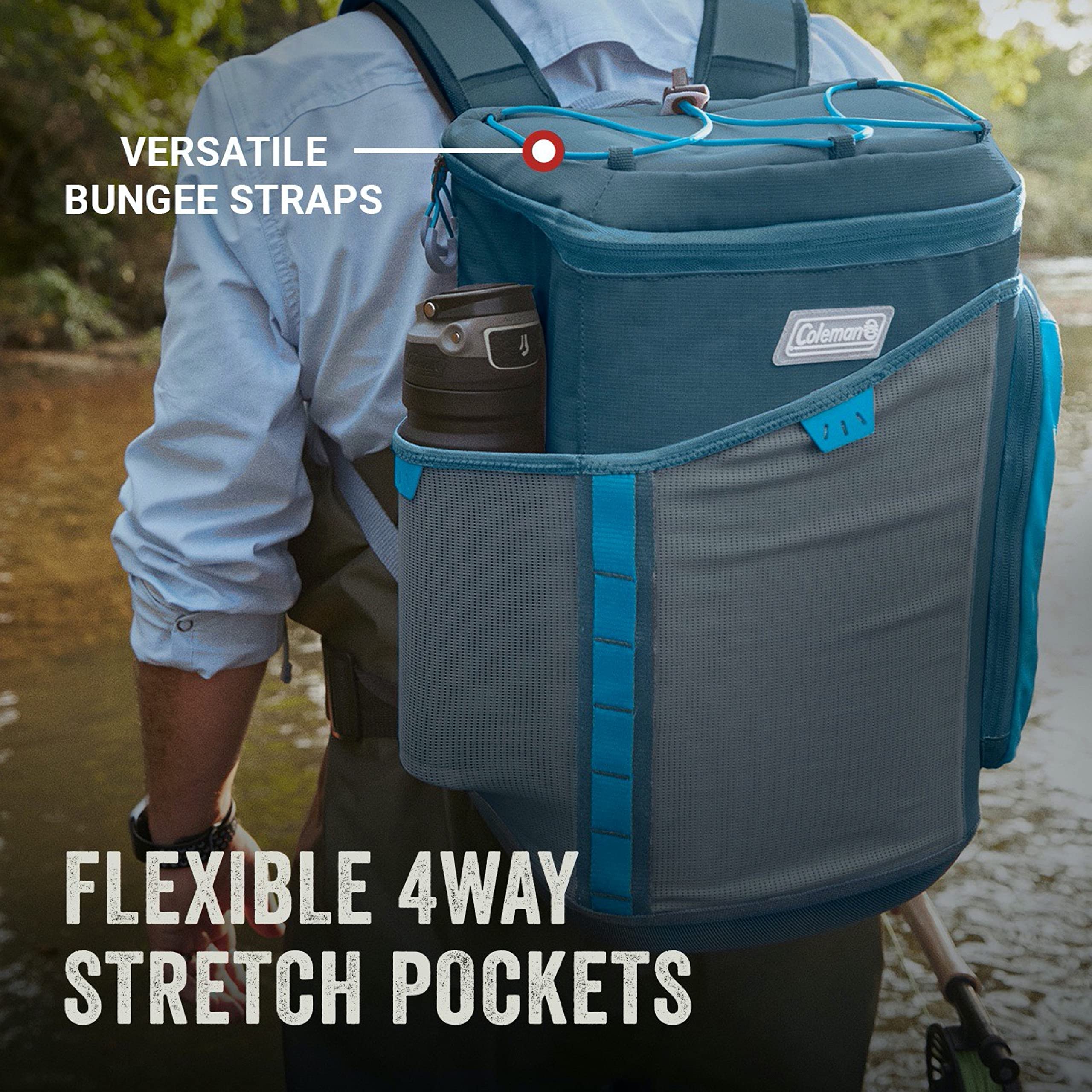 Coleman Sportflex Soft Cooler uses a bungee cord for a blanket or towel.