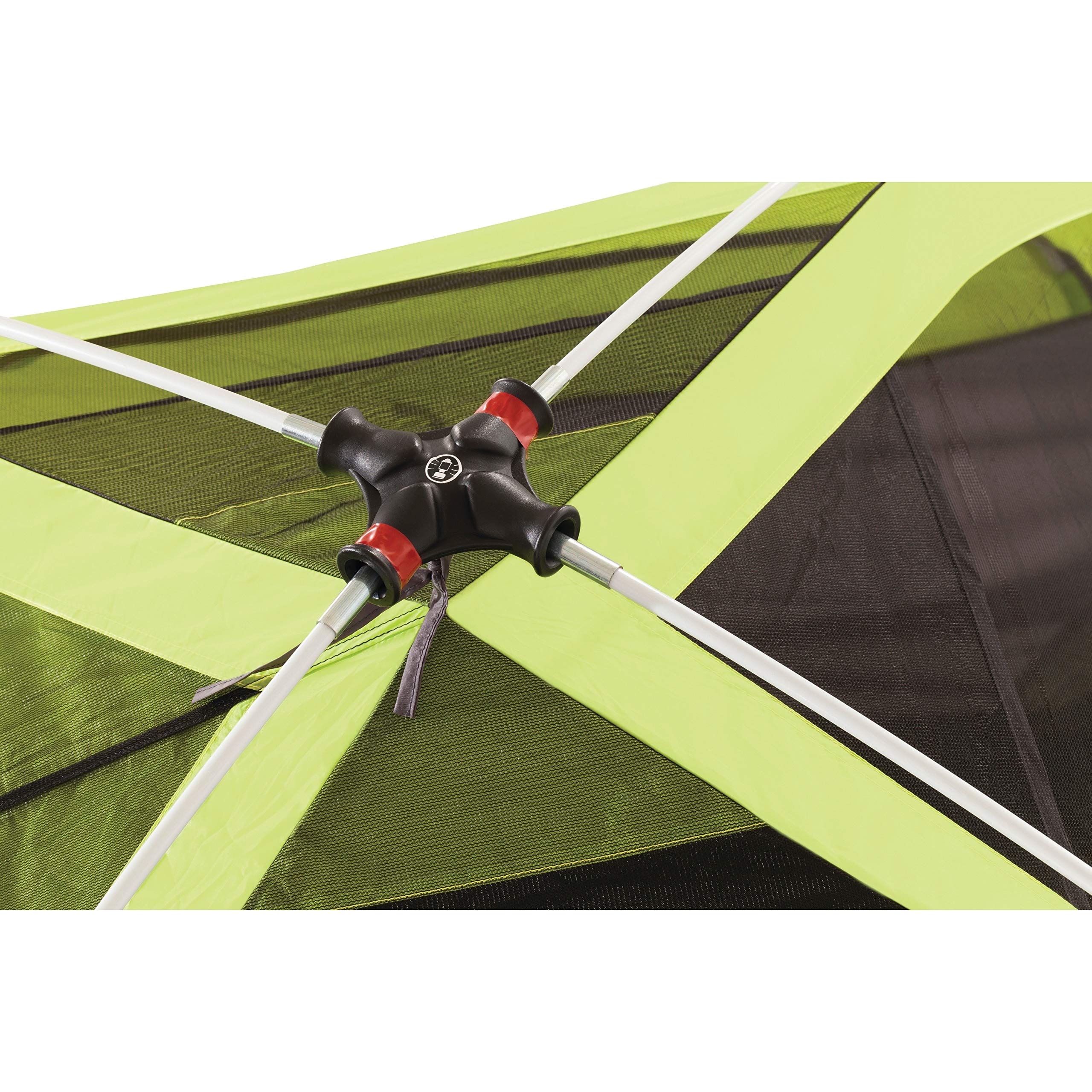 Coleman Steel Creek tent dimensions 8 by 7 feet for ample living area.