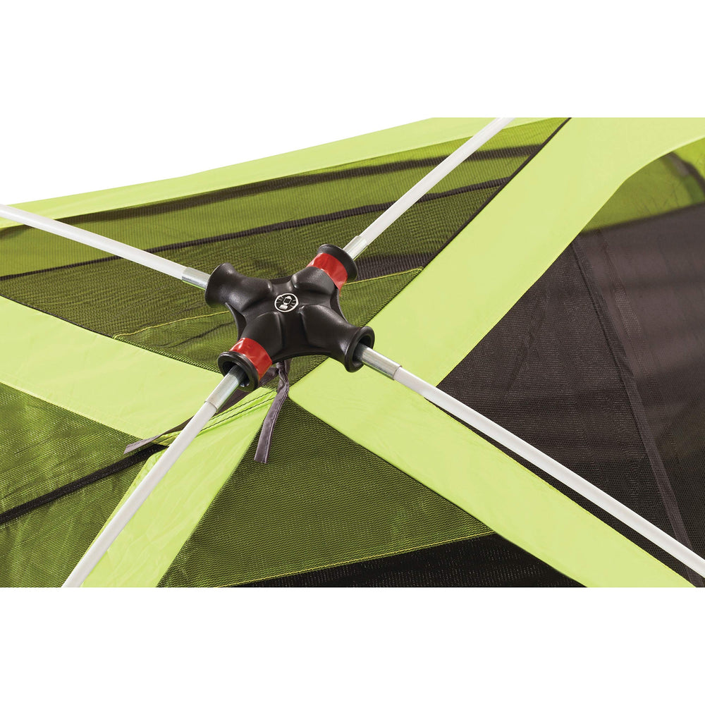 Coleman Steel Creek tent dimensions 8 by 7 feet for ample living area.