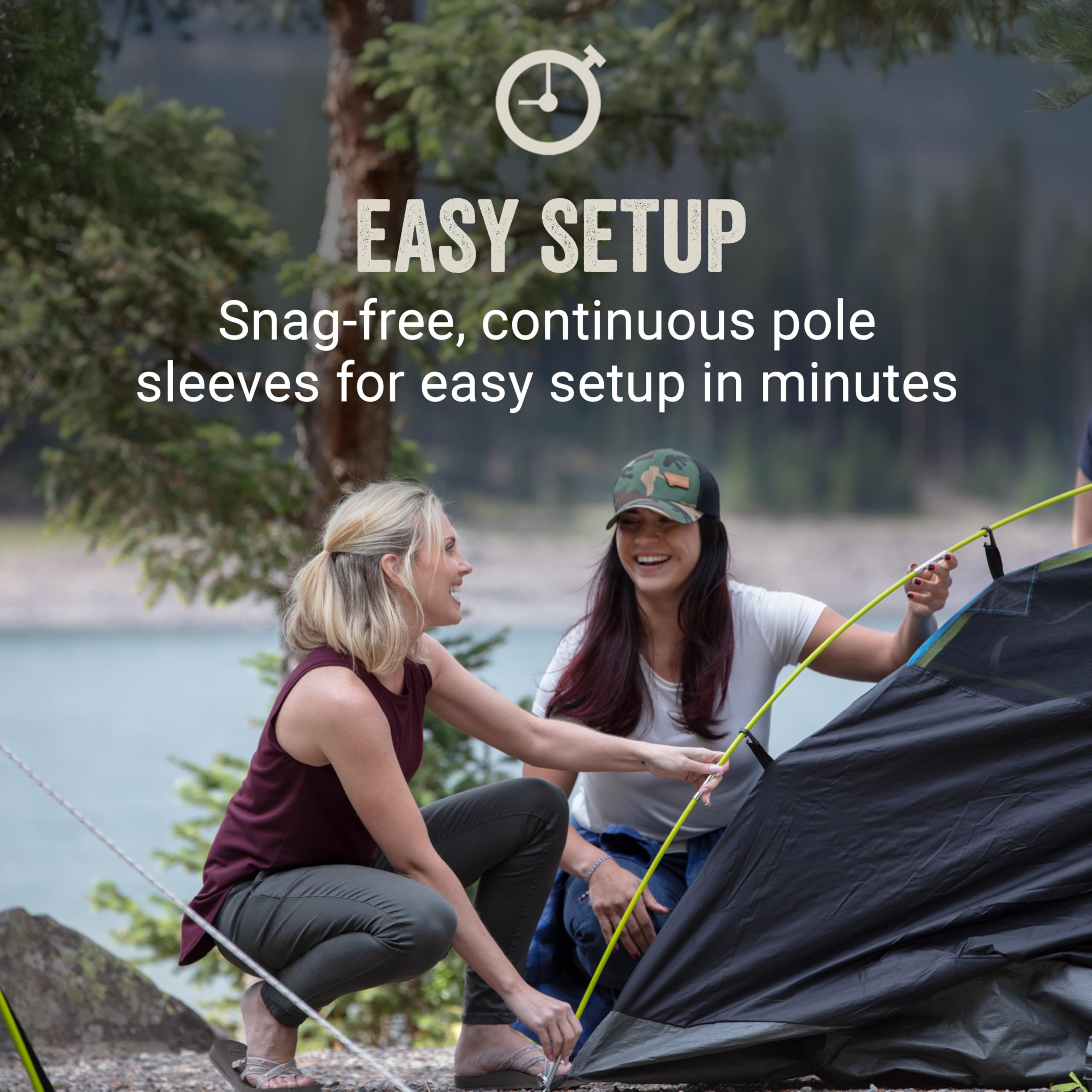 Coleman Sundome Dark Room tent with rainfly ready for showers
