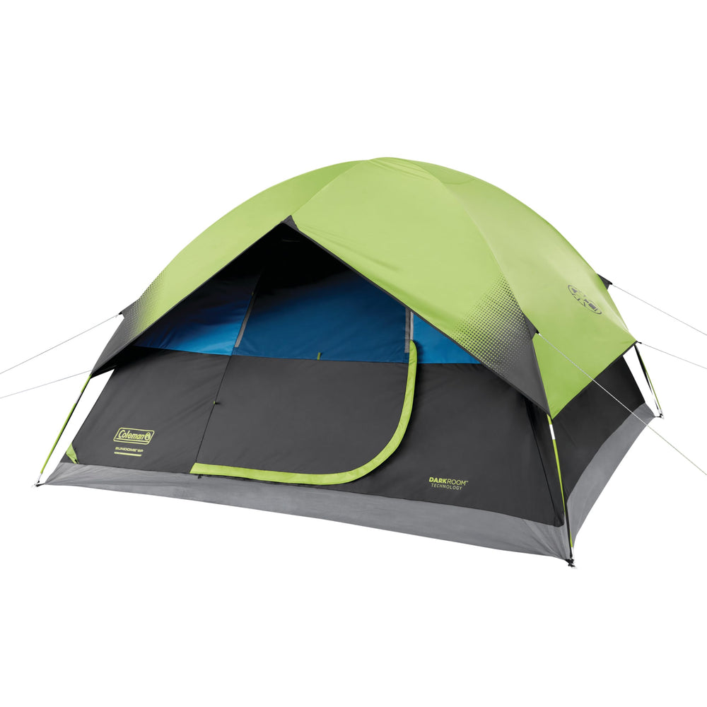 Coleman Sundome Dark Room tent with sunlight-blocking panel for cooler interiors