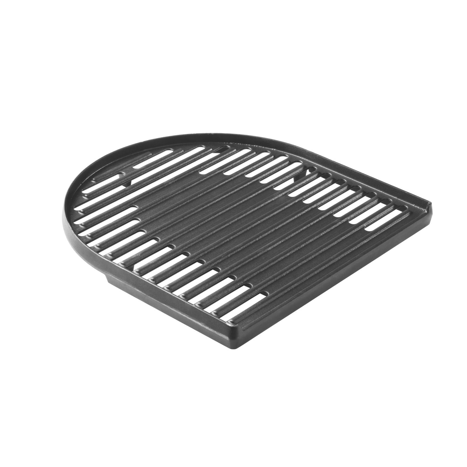Coleman Swaptop cast iron griddle on RoadTrip grill expands cooking space for burgers and veggies.