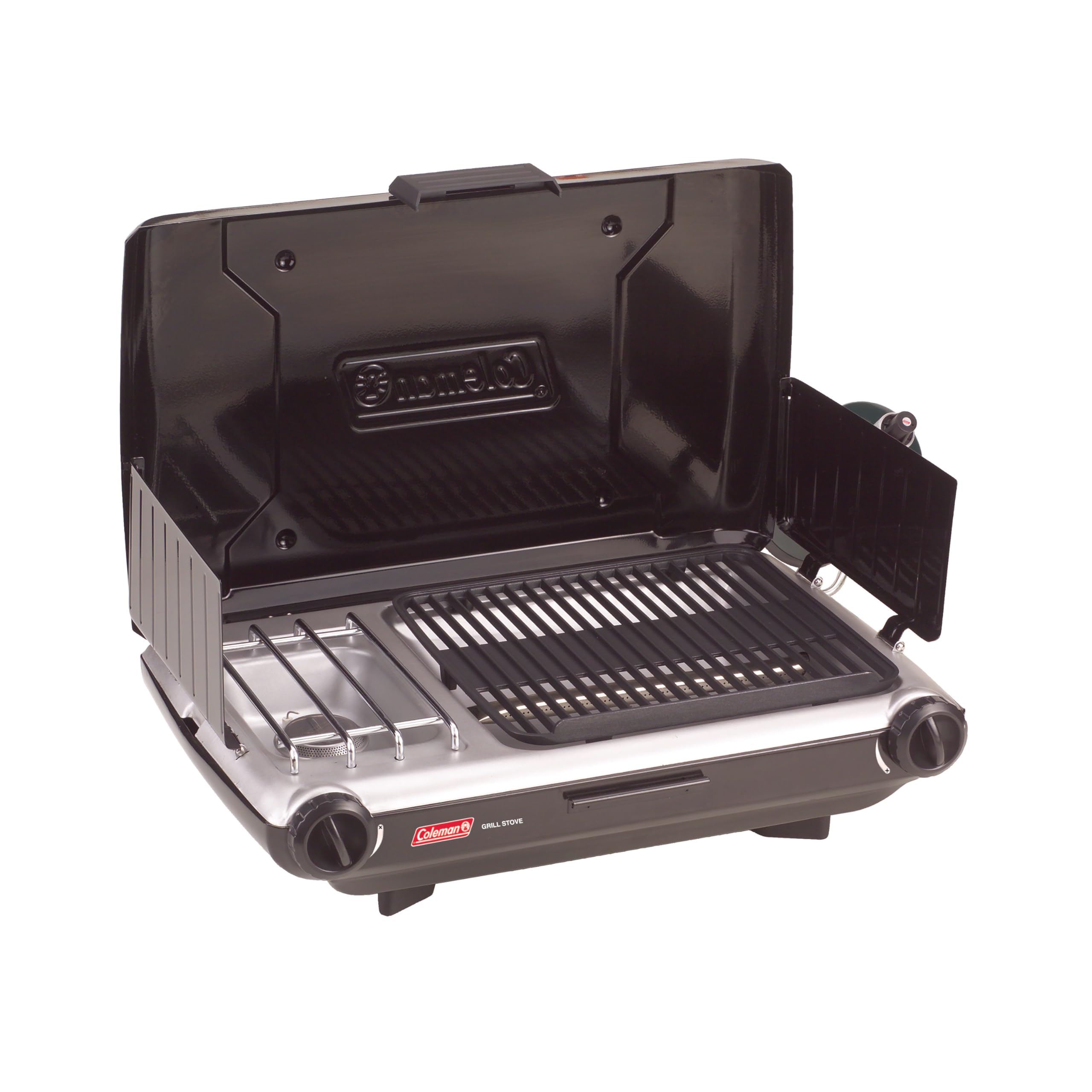 Coleman Tabletop 2-in-1 grill-stove exterior for compact camping meals.