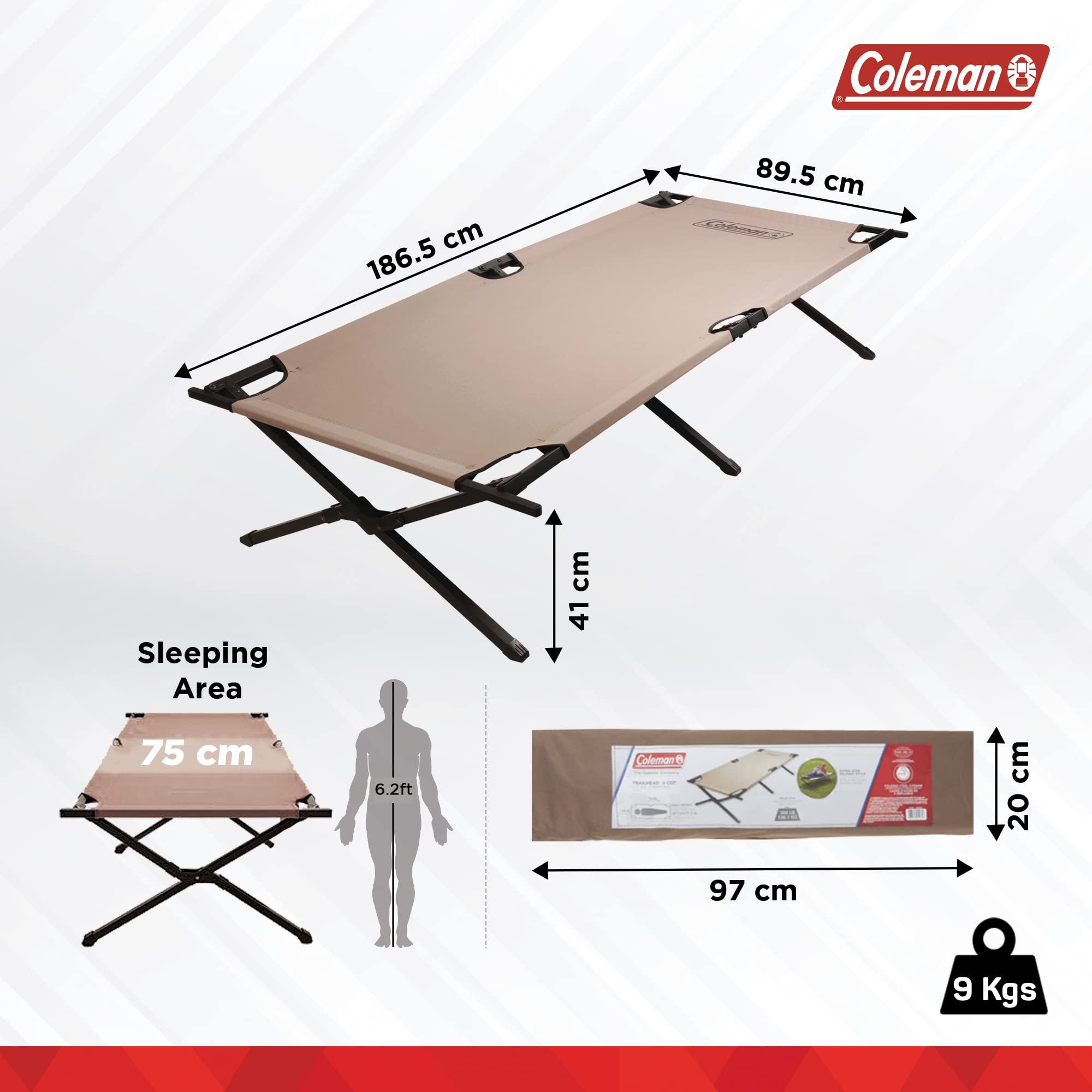 Coleman Trailhead II cot crossbar frame provides sturdy support
