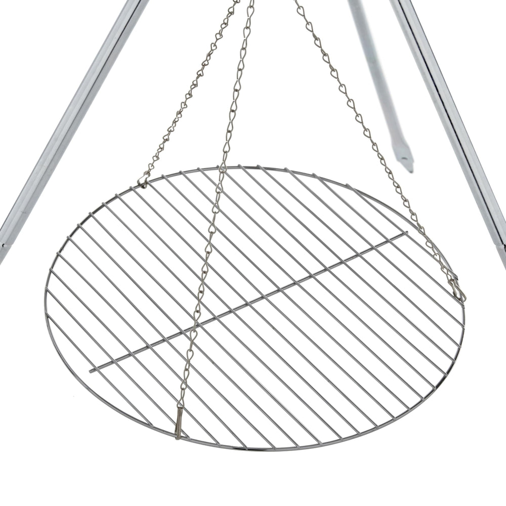 Coleman Tripod over fire setup enables precise heat control for camp meals