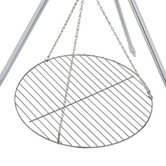 Coleman Tripod over fire setup enables precise heat control for camp meals