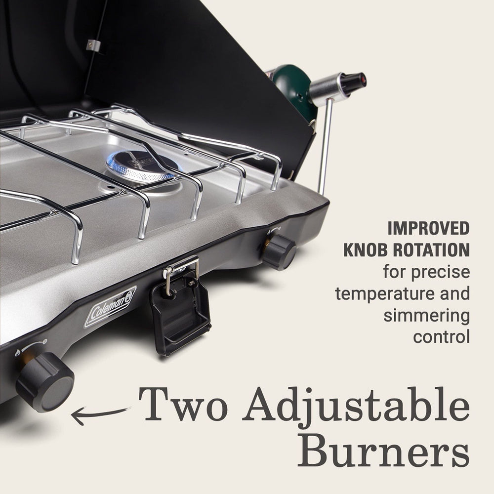 Coleman Triton improved knob rotation for precise temperature control.