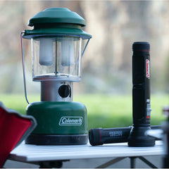 Coleman Twin LED Lantern with weather-resistant housing for outdoors and rain-safe use.