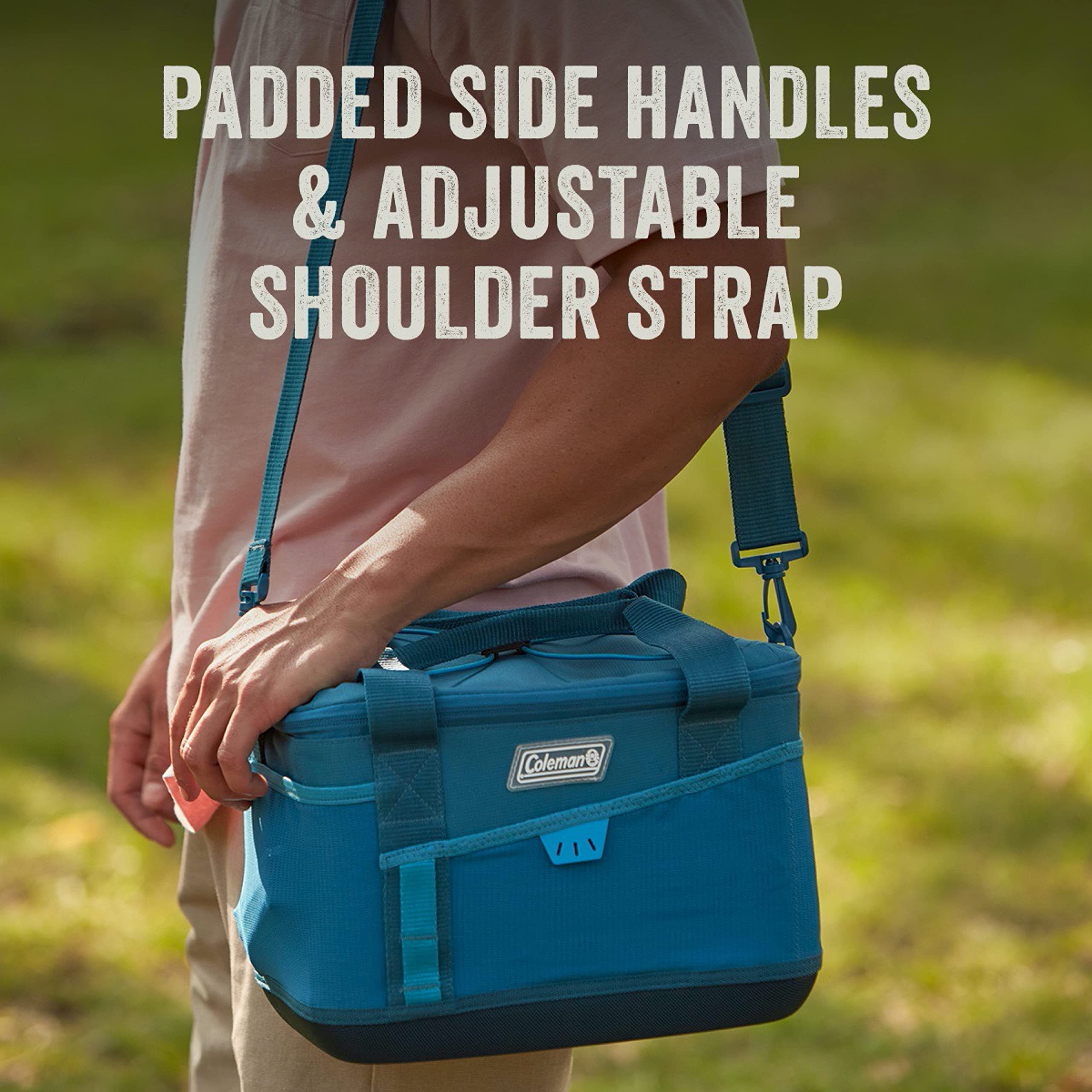Coleman two-finger zipper pulls simplify opening when hands are full.
