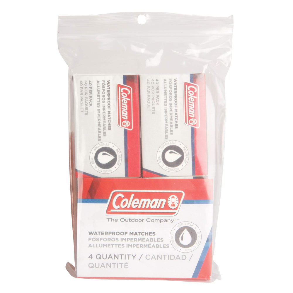 Coleman matches show waterproof striking surface on the side for wet conditions