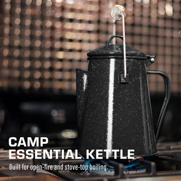 COLETTI backcountry-use shows kettle in camp setting for sunrise coffee
