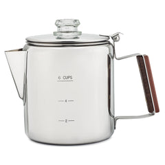 COLETTI Bozeman percolator top view shows stainless steel build for bold flavor.