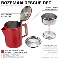 COLETTI Bozeman red percolator camp-morning fire scene for adventures