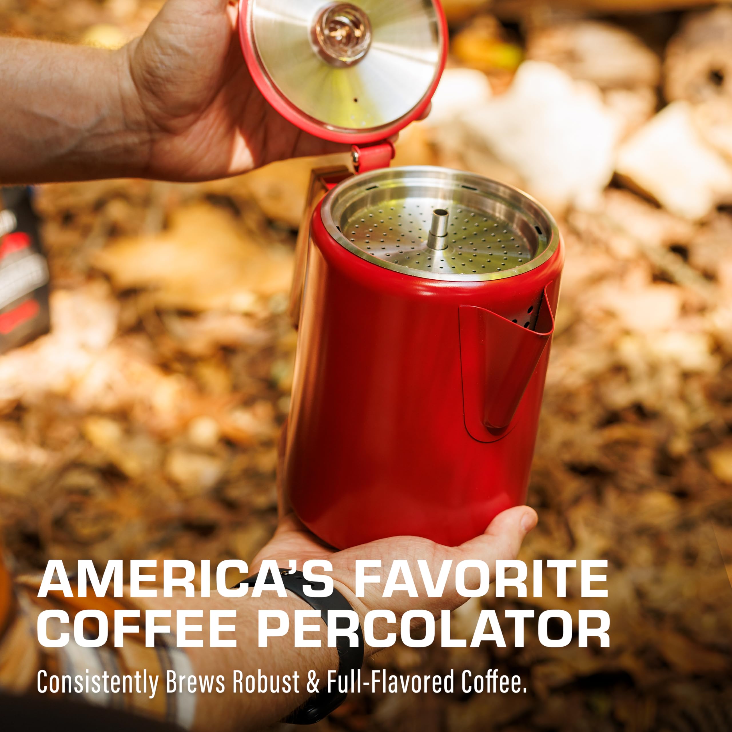 COLETTI Bozeman red percolator dishwasher-safe at home convenience